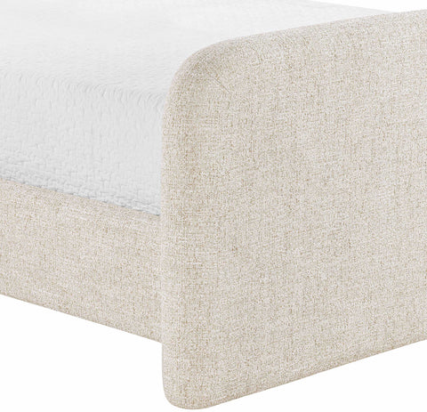Hadley Beige Linen Textured Fabric Upholstered King Bed, 1 Piece
