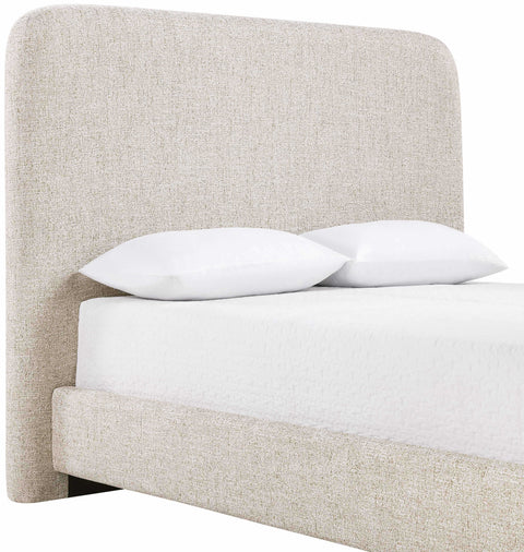 Hadley Beige Linen Textured Fabric Upholstered Queen Bed, 1 Piece