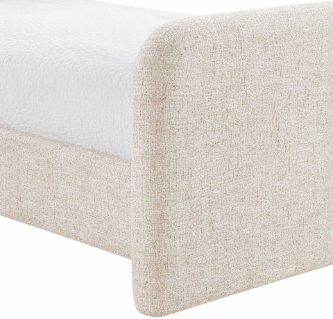 Hadley Beige Linen Textured Fabric Upholstered Twin Bed, 1 Piece
