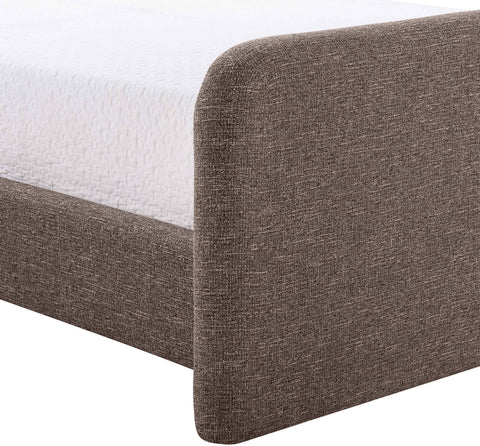 Hadley Brown Linen Textured Fabric Upholstered Full Bed, 1 Piece
