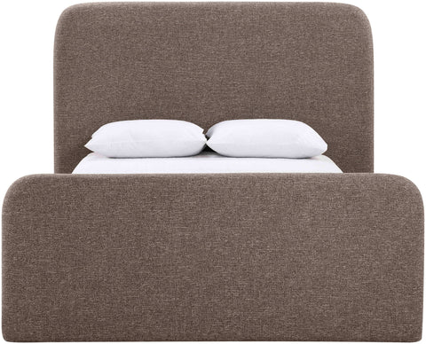 Hadley Brown Linen Textured Fabric Upholstered King Bed, 1 Piece