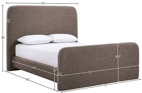 Hadley Brown Linen Textured Fabric Upholstered Queen Bed, 1 Piece