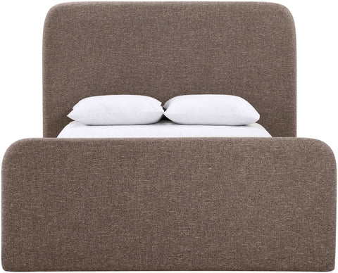 Hadley Brown Linen Textured Fabric Upholstered Queen Bed, 1 Piece