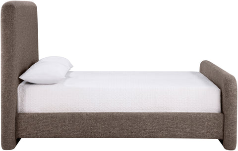 Hadley Brown Linen Textured Fabric Upholstered Queen Bed, 1 Piece