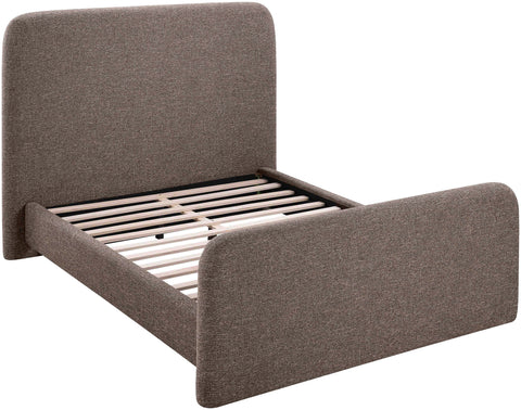 Hadley Brown Linen Textured Fabric Upholstered Queen Bed, 1 Piece
