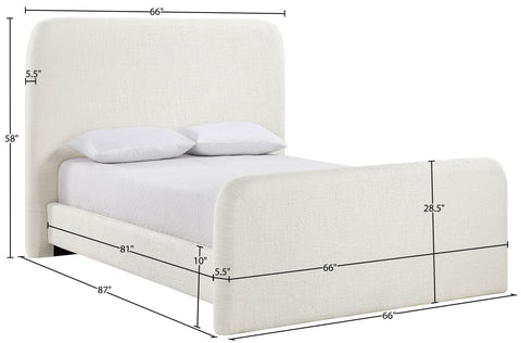 Hadley Cream Linen Textured Fabric Upholstered Full Bed, 1 Piece