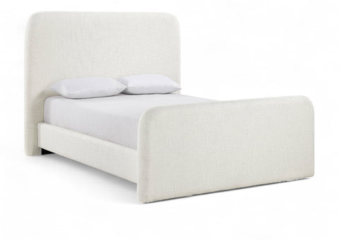Hadley Cream Linen Textured Fabric Upholstered Full Bed, 1 Piece
