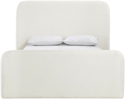 Hadley Cream Linen Textured Fabric Upholstered Full Bed, 1 Piece