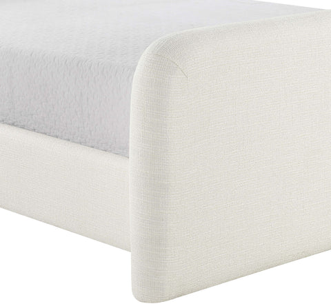 Hadley Cream Linen Textured Fabric Upholstered Full Bed, 1 Piece