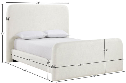 Hadley Cream Linen Textured Fabric Upholstered King Bed, 1 Piece