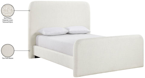 Hadley Cream Linen Textured Fabric Upholstered King Bed, 1 Piece