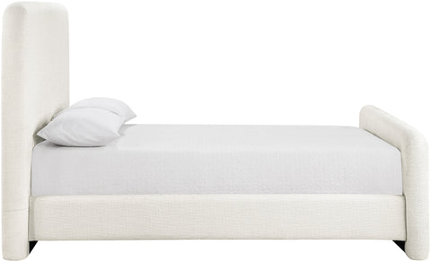 Hadley Cream Linen Textured Fabric Upholstered King Bed, 1 Piece