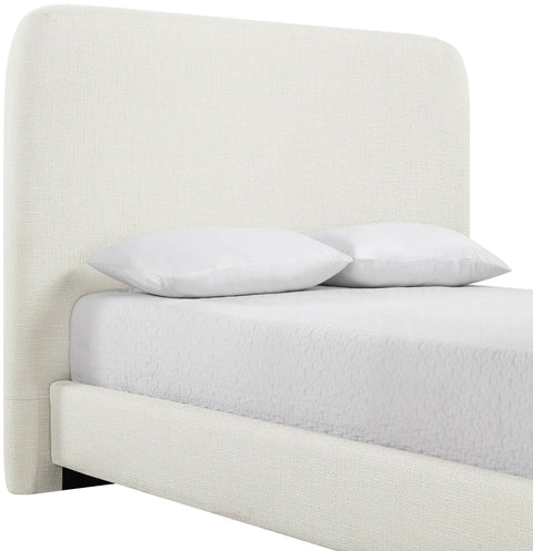 Hadley Cream Linen Textured Fabric Upholstered King Bed, 1 Piece