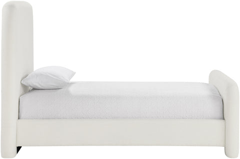 Hadley Cream Linen Textured Fabric Upholstered Twin Bed, 1 Piece