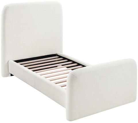 Hadley Cream Linen Textured Fabric Upholstered Twin Bed, 1 Piece