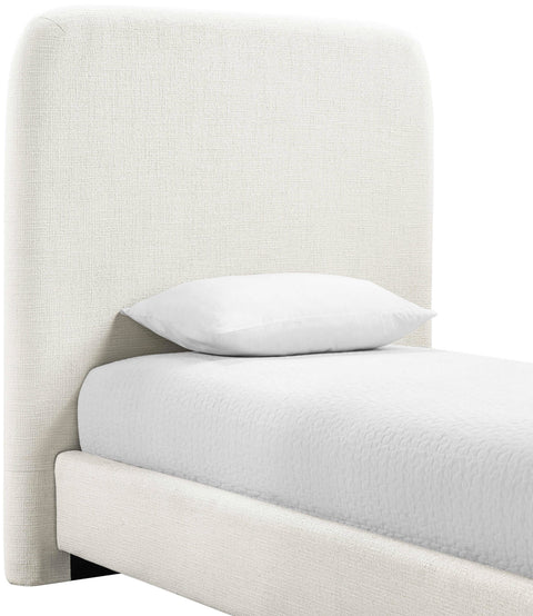 Hadley Cream Linen Textured Fabric Upholstered Twin Bed, 1 Piece