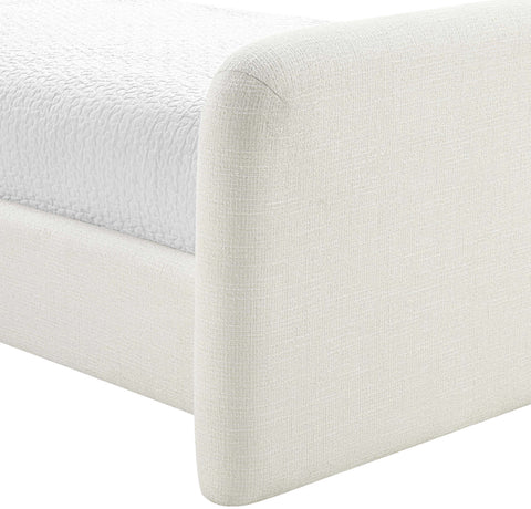 Hadley Cream Linen Textured Fabric Upholstered Twin Bed, 1 Piece
