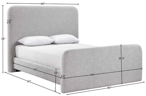 Hadley Grey Linen Textured Fabric Upholstered Full Bed, 1 Piece