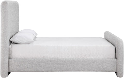 Hadley Grey Linen Textured Fabric Upholstered Full Bed, 1 Piece