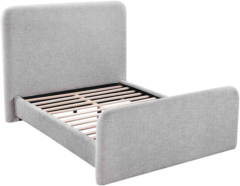 Hadley Grey Linen Textured Fabric Upholstered Full Bed, 1 Piece