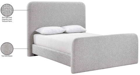 Hadley Grey Linen Textured Fabric Upholstered King Bed, 1 Piece