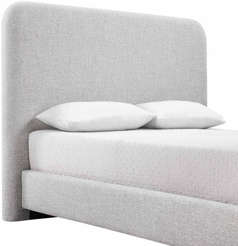 Hadley Grey Linen Textured Fabric Upholstered King Bed, 1 Piece