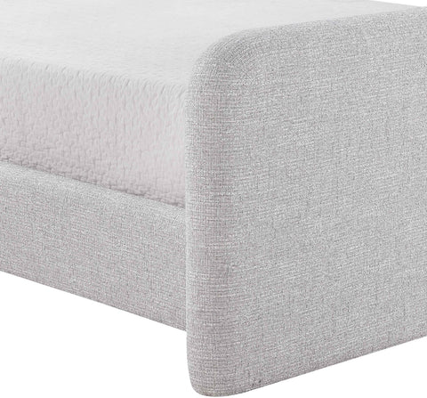 Hadley Grey Linen Textured Fabric Upholstered King Bed, 1 Piece