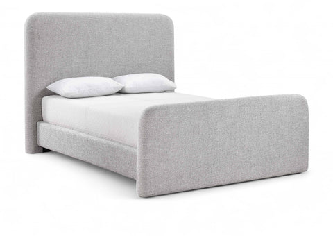 Hadley Grey Linen Textured Fabric Upholstered Queen Bed, 1 Piece
