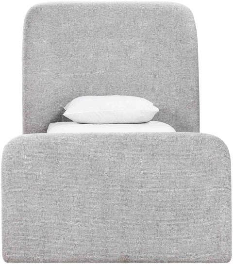 Hadley Grey Linen Textured Fabric Upholstered Twin Bed, 1 Piece