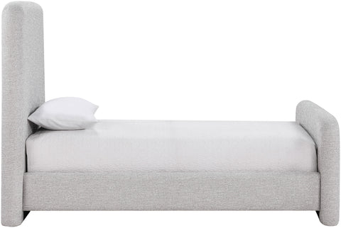 Hadley Grey Linen Textured Fabric Upholstered Twin Bed, 1 Piece
