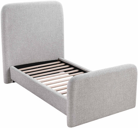Hadley Grey Linen Textured Fabric Upholstered Twin Bed, 1 Piece