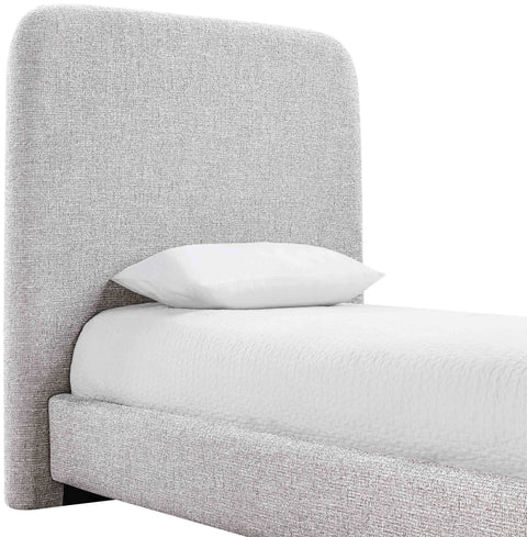 Hadley Grey Linen Textured Fabric Upholstered Twin Bed, 1 Piece