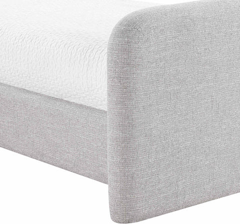 Hadley Grey Linen Textured Fabric Upholstered Twin Bed, 1 Piece