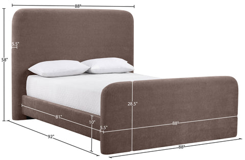 Hadley Brown Chenille Fabric Upholstered King Bed, 1 Piece