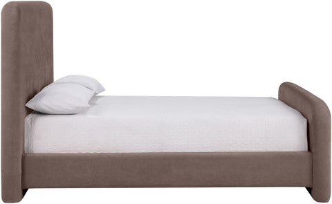 Hadley Brown Chenille Fabric Upholstered King Bed, 1 Piece