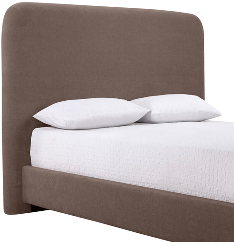 Hadley Brown Chenille Fabric Upholstered King Bed, 1 Piece