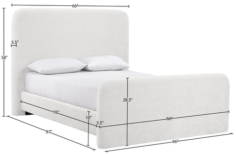 Hadley Cream Chenille Fabric Upholstered Full Bed, 1 Piece