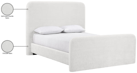 Hadley Cream Chenille Fabric Upholstered Full Bed, 1 Piece