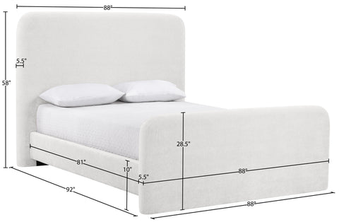 Hadley Cream Chenille Fabric Upholstered King Bed, 1 Piece