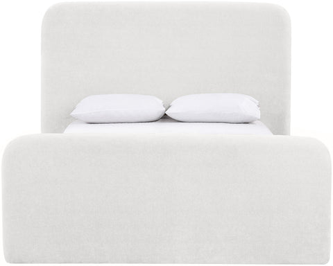 Hadley Cream Chenille Fabric Upholstered King Bed, 1 Piece