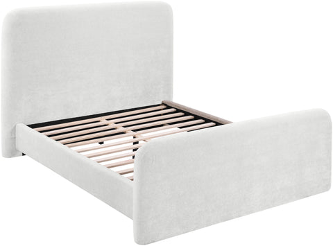 Hadley Cream Chenille Fabric Upholstered King Bed, 1 Piece