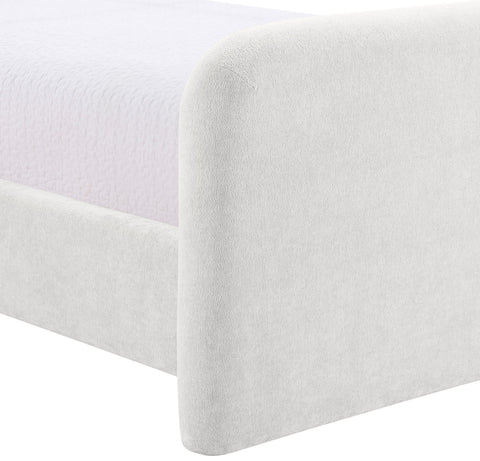 Hadley Cream Chenille Fabric Upholstered King Bed, 1 Piece