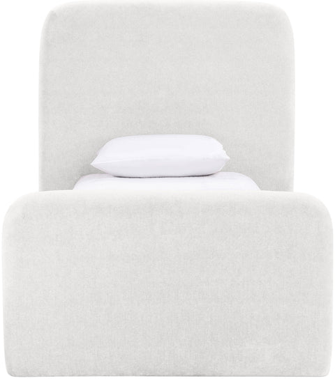 Hadley Cream Chenille Fabric Upholstered Twin Bed, 1 Piece