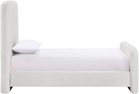 Hadley Cream Chenille Fabric Upholstered Twin Bed, 1 Piece