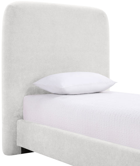Hadley Cream Chenille Fabric Upholstered Twin Bed, 1 Piece