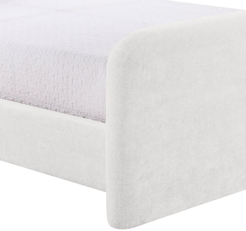 Hadley Cream Chenille Fabric Upholstered Twin Bed, 1 Piece