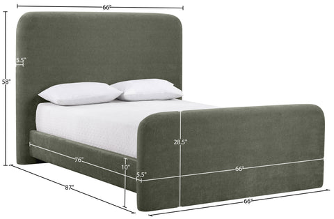 Hadley Green Chenille Fabric Upholstered Full Bed, 1 Piece