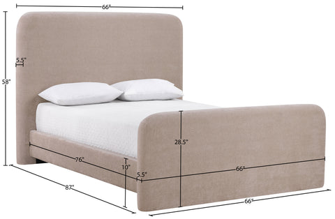 Hadley Taupe Chenille Fabric Upholstered Full Bed, 1 Piece