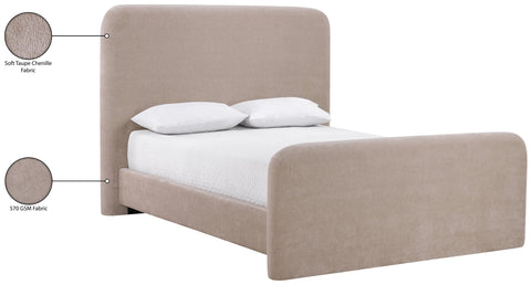 Hadley Taupe Chenille Fabric Upholstered King Bed, 1 Piece