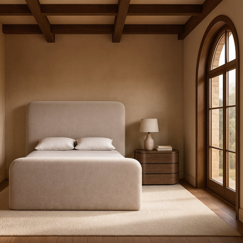 Hadley Taupe Chenille Fabric Upholstered King Bed, 1 Piece